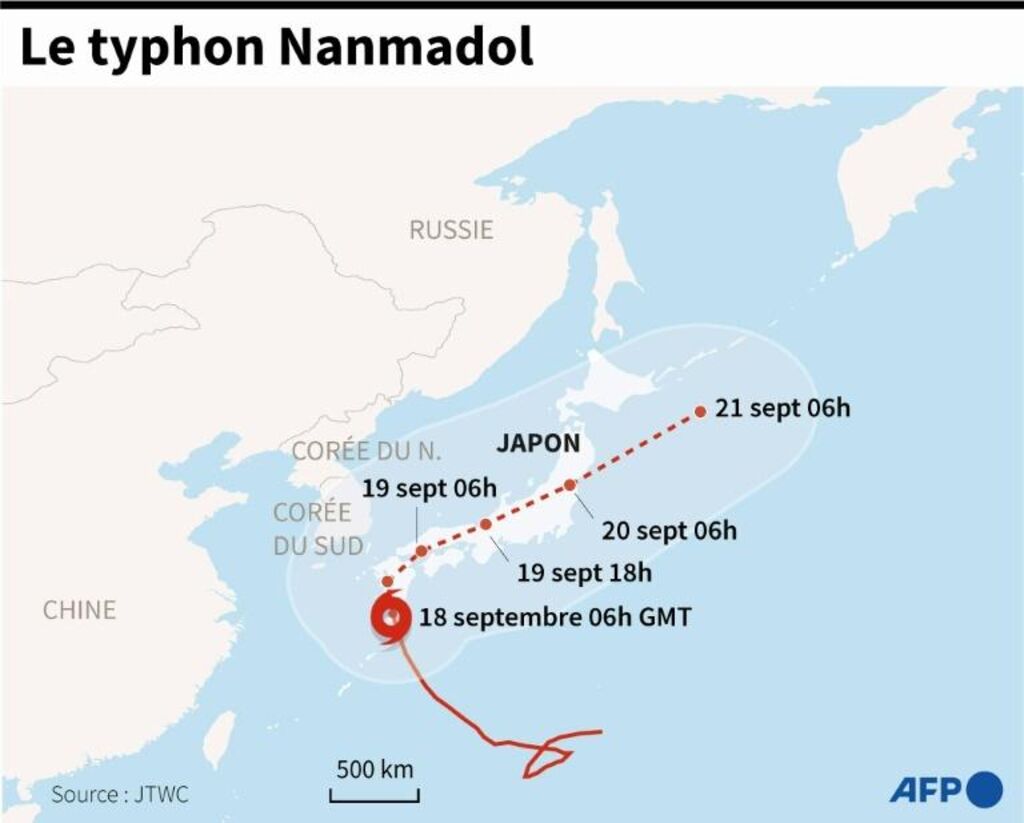 Le puissant typhon Nanmadol a atteint la côte sud-ouest du Japon