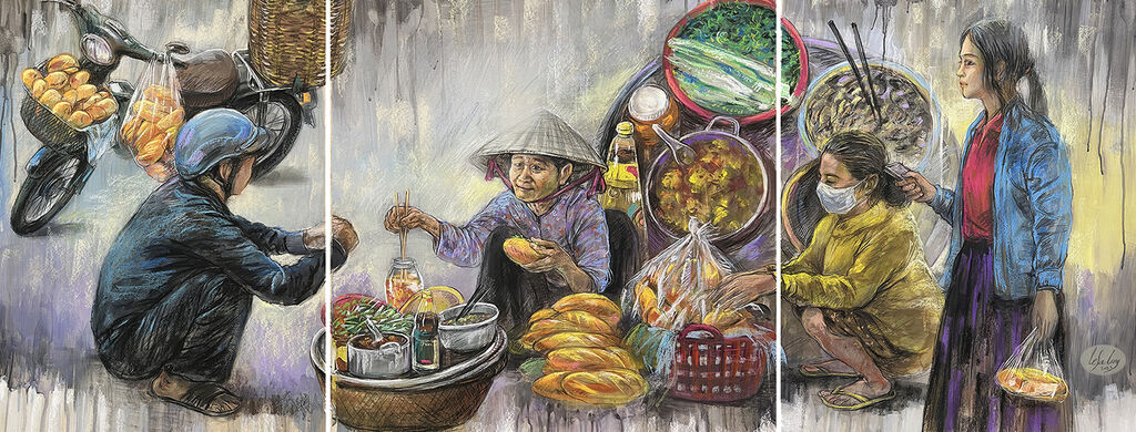 Femme vietnamienne - Art Saigon - Peinture à l'huile - Artisanat Vietnam