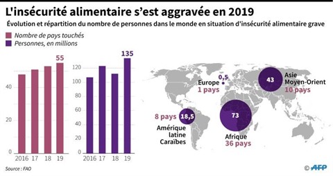 La crise alimentaire s'est aggravée en 2019, gare au coronavirus en 2020